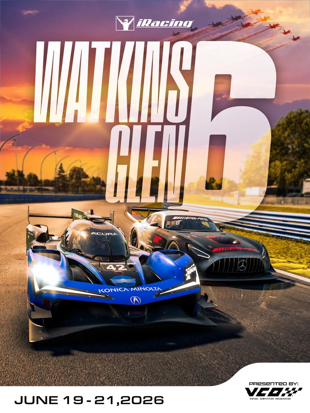 Cartaz Watkins Glen 6 Hours iRacing Special Event 2026 · NRT Simracing Team Portugal